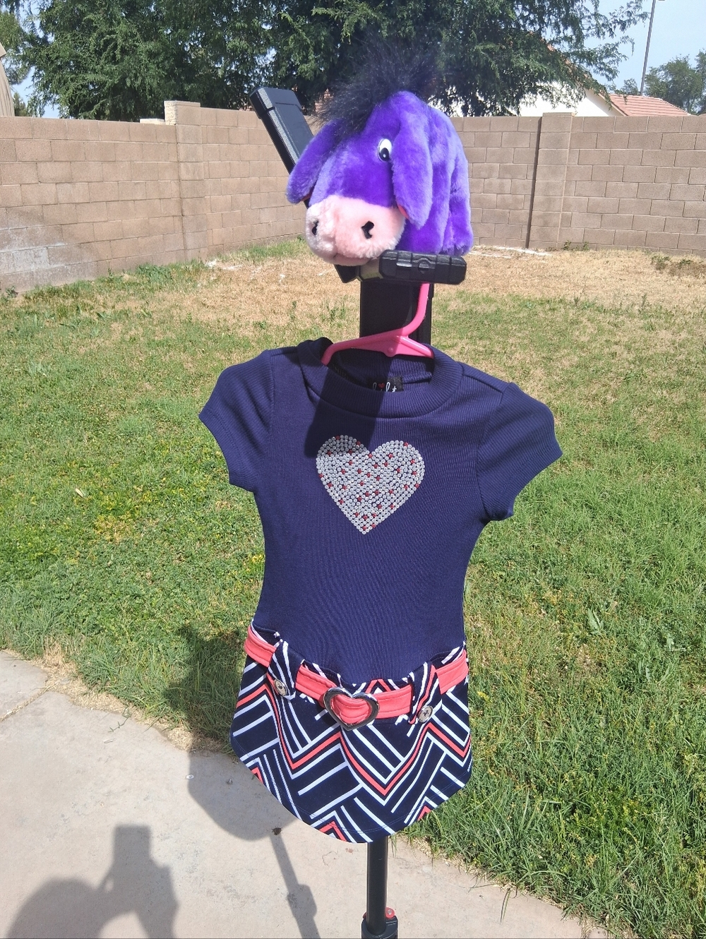 lilt Navy Sweater with Rhinestone Heart